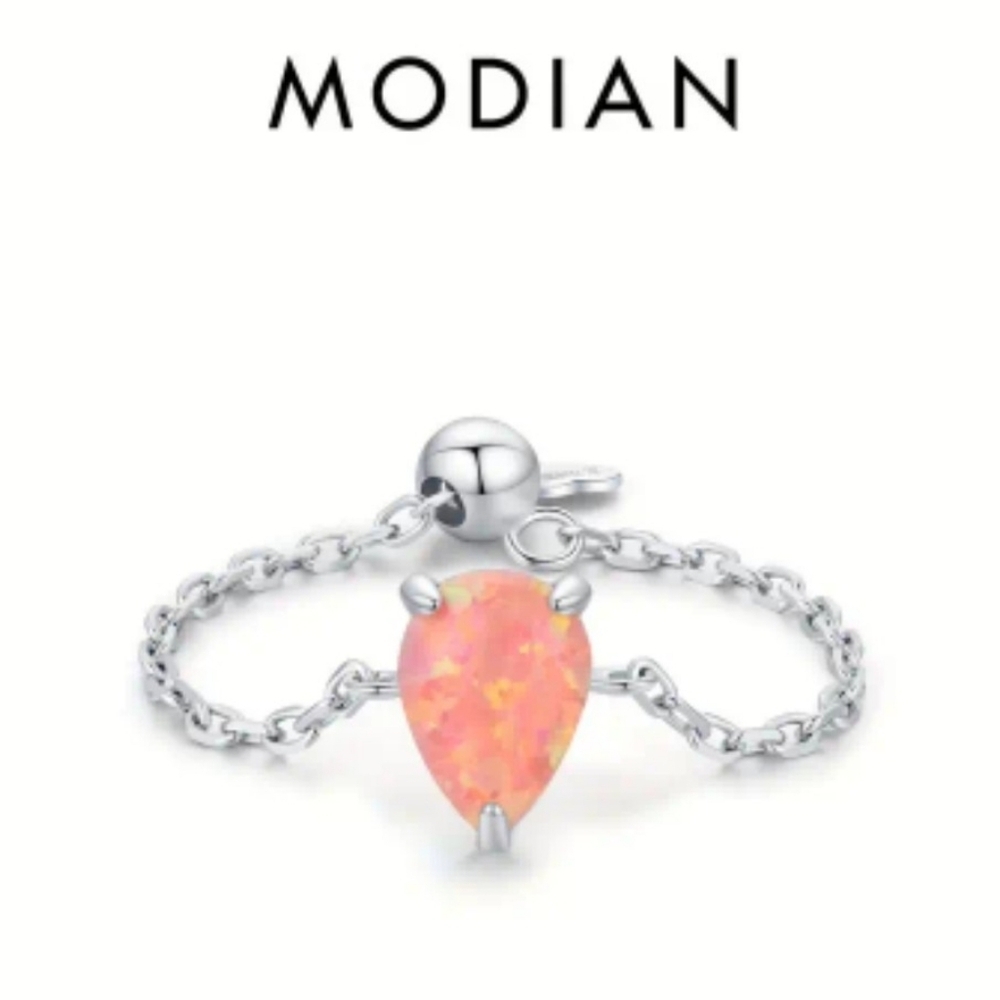Unique Adjustable Bolo Clasp Coral Opal Rhodium Plated in 925 Silver Ring 🪸